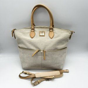 Dooney Bourke Canvas Satchel with Crossbody Leather Strap Beige